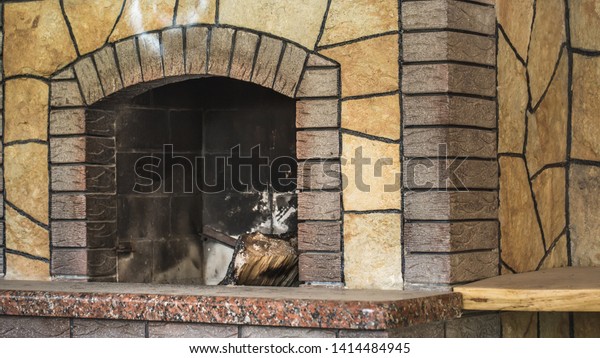 Red Brick Dirty Fireplace Remains Ash Stock Photo Edit Now