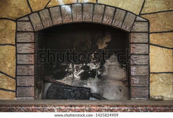 Red Brick Dirty Fireplace Remains Ash Stock Photo Edit Now