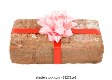 Red Brick Gift, Concept Of Joke, Make Fun Of Somebody, Gift On April Fool's Day, Prank Gift