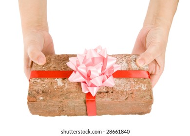 Red Brick Gift, Concept Of Joke, Make Fun Of Somebody, Gift On April Fool's Day, Prank Gift