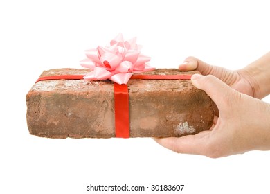 Red Brick Gift, Concept Of Joke, Make Fun Of Somebody, Gift On April Fool's Day, Prank Gift