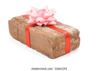 Red Brick Gift, Concept Of Joke, Make Fun Of Somebody, Gift On April Fool's Day, Prank Gift