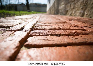 Red Brick Path, Perspective, Macro