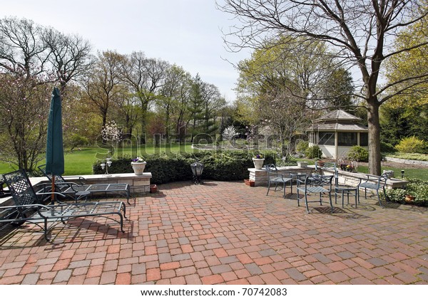 Red Brick Patio Spring Gazebo Stock Photo Edit Now 70742083