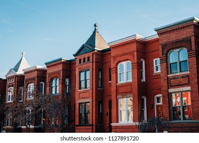 Red Brick Row Houses Near U Street In Washington, DC.