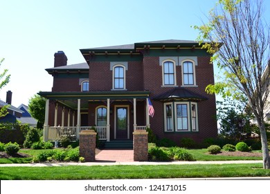 Red Brick Suburban New England Style American Dream Home