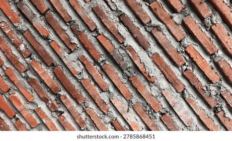 Red Brick Wall Pattern Arranged in Neat Horizontal Rows with Natural Daylight Macro Shot Style for Architecture Construction and Interior Design Commercial Use