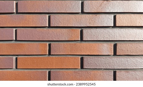 Red brick wall texture close up, stretcher brick bond