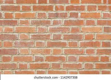 Red Brick Wall Texture Closeup Pointed With Lime Mortar