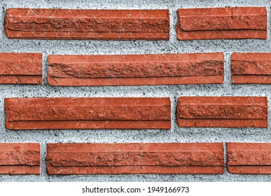 Red bricks background with cement background designs for seamless bricks pattern - Shutterstock ID 1949166973