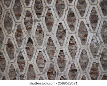 Red bricks Hexagon prism patterns textured background 