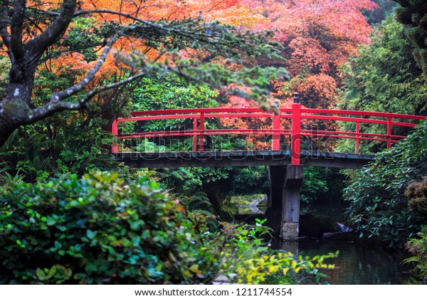 Red Bridge Kubota Gardens Seattle Stock Photo Edit Now 1211744554