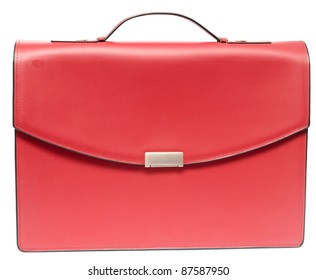 Red Briefcase Isolated On White