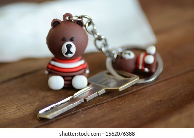 Red Brown Bear Key Chain