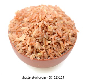 Red Brown Rice Isolated On White Background