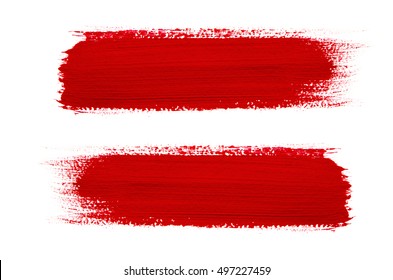Red brush stroke isolated on grunge background - Shutterstock ID 497227459