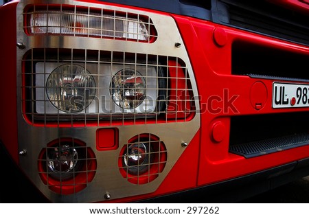 red bumper and lights