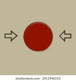"Red Button". Main switch with arrows indicating direction.An old and somewhat dilapidated switch (off switch!?) of some key mechanism (maybe a self-destruct system...!?) with arrows pointing to it . - Powered by Shutterstock - Get 15% off with code: PIKWIZARD15