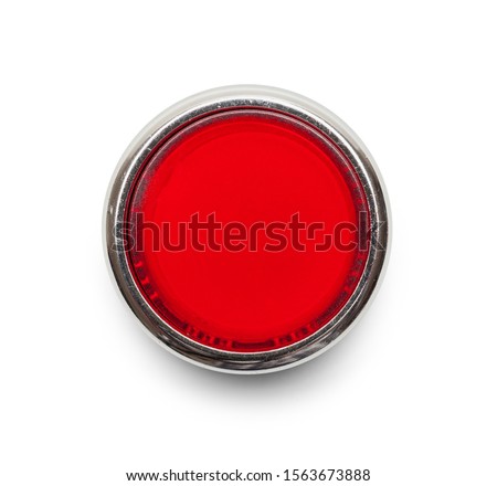 Red Button Top View Isolated on White Background.