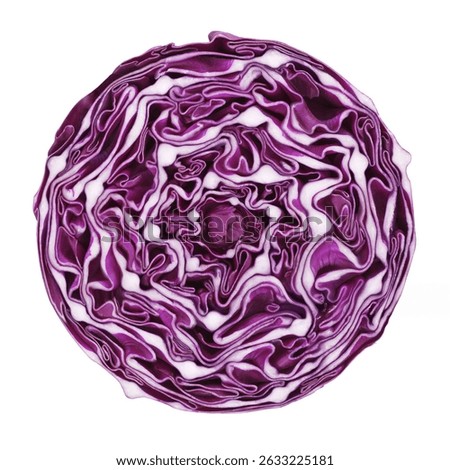 Red cabbage circle portion on white background. Clipping path included.