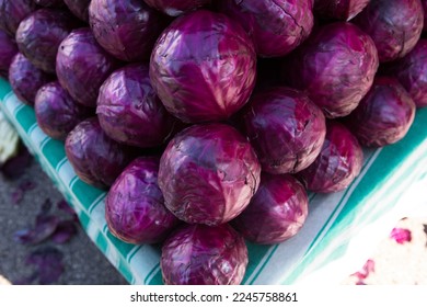 Red cabbage close-up on the farmers market. High quality photo - Powered by Shutterstock