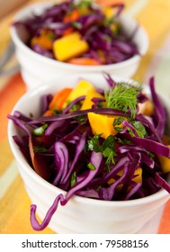 Red Cabbage Coleslaw With Carrots And Mango