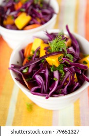 Red Cabbage Coleslaw With Carrots And Mango