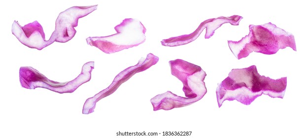 Red Cabbage Leaves Cut On White Background