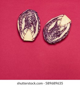 Red cabbage on a red background