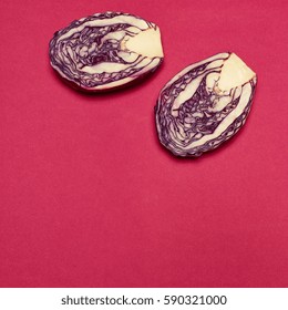 Red cabbage on a red background