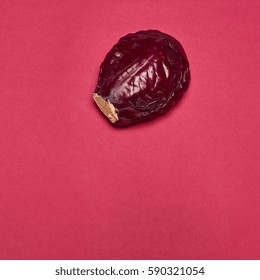 Red cabbage on a red background
