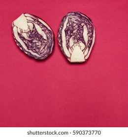 Red cabbage on a red background