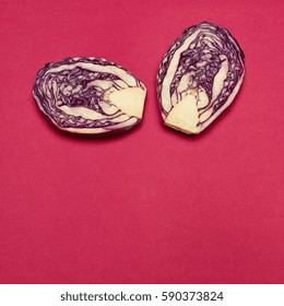 Red cabbage on a red background