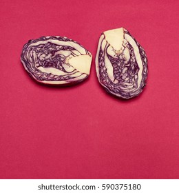 Red cabbage on a red background