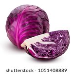 Red cabbage one slice isolated on white background. Clipping Path.