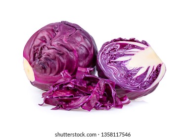 Red Cabbage Slice Isolated On White Background. Full Depth Of Field