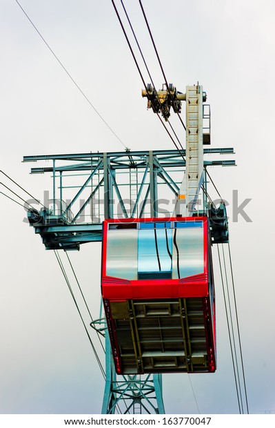 Red Cabin Chair Lift Mount Turkey Royalty Free Stock Image