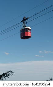 Red Cable Car In Montjuic Park