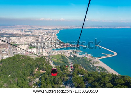 red cablecar going up to tunektepe in Antalya Turkey Stock photo © 