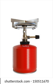 Red Camping Stove Isolated On Withe Background