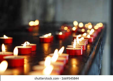 Red candlelights in a Church
