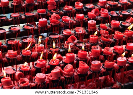 Red Candles At Basilica del Santo Niño in Cebu City, Philippines