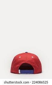 A Red Cap Back Side View Isolated White Background.