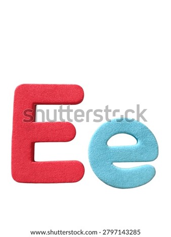 Red capital E and blue lowercase E icons on white background, abstract modern typography design concept.
