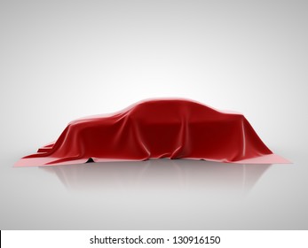 red car presentation on a white background