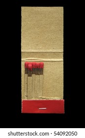 Red Cardboard Matchbook Isolated On Pure Black Background.