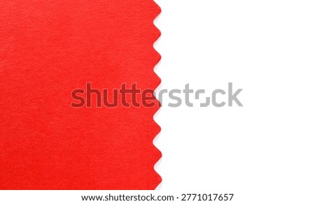 Red Cardboard Sheet with Zigzag Edge Isolated on White Background