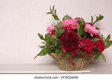 Red Carnation Flower Basket As A Thanks Gift