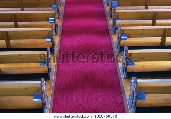 Red Carpet Between Benches Church Stock Photo Edit Now 1018768378
