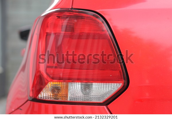 Red car\'s rear light close up photography, Tail light\
of a car